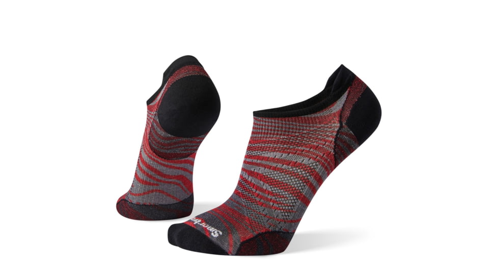 Smartwool PhD Run Ultra Light Wave Print Micro Socks, Crimson, Medium, SW001259151-M