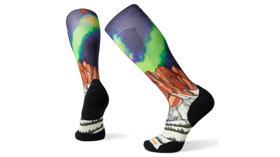 Smartwool PhD Ski Light Elite Homechetler Print Socks, Multi Color, Large, SW001282150-L