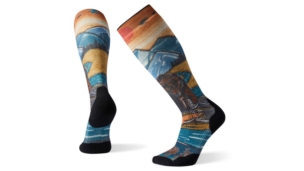 Smartwool PhD Snow Light Elite Print Socks, Multi Color, Large, SW001450150-L