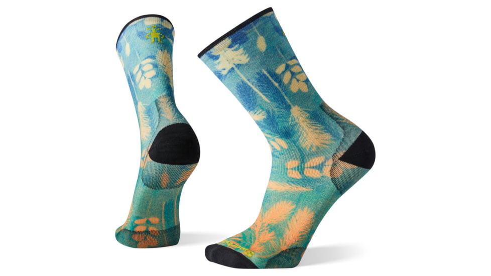 Smartwool PhD Ultra Light Sun Botanical Print Crew Socks, Multi Color, Large, SW004092150-L