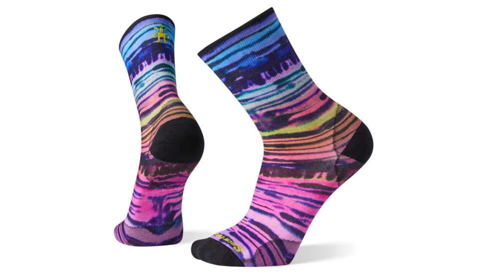 Smartwool PhD Ultra Light Watercolor Stripe Print Crew Socks, Multi Color, Large, SW004093150-L