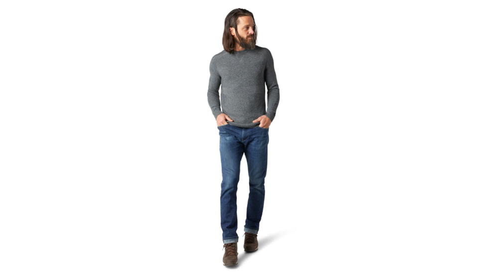 Smartwool Ripple Ridge Crew Sweater - Mens, Lunar Gray Heather/Charcoal Heather, Large, SW016424E52-L