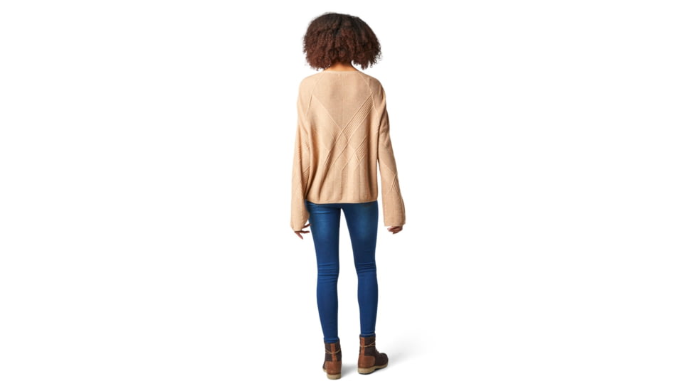 Smartwool Shadow Pine Cable V-Neck Sweater - Womens, Camel Heather, Large, SW016394D99-L