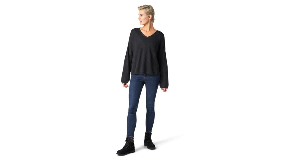 Smartwool Shadow Pine Cable V-Neck Sweater - Womens, Charcoal Heather, Medium, SW016394010-M