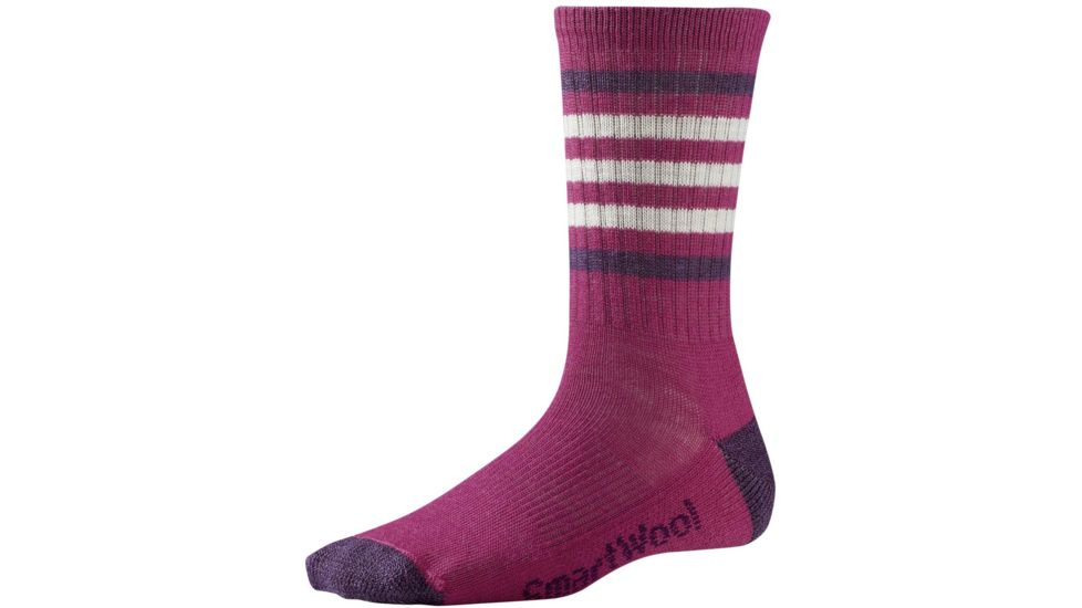 Smartwool Striped Hike Light Crew Sock - Women's-Berry/Desert Purple-Small