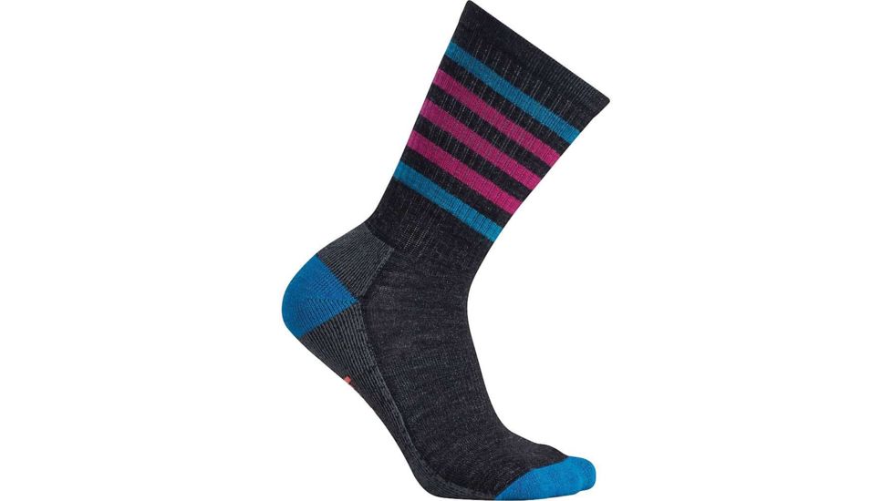 Smartwool Striped Hike Light Crew Sock - Women's-Charcoal/Berry-Medium