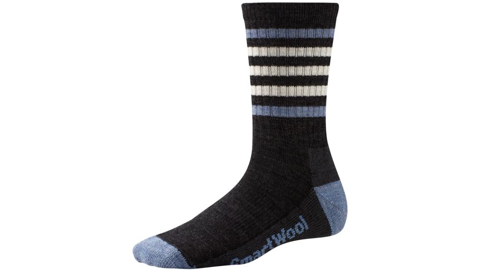 Smartwool Striped Hike Light Crew Sock - Women's-Charcoal/Blue Steel-Small