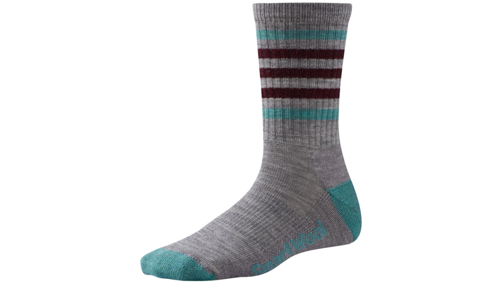 Smartwool Striped Hike Light Crew Sock - Women's-Light Gray/Canton-Medium