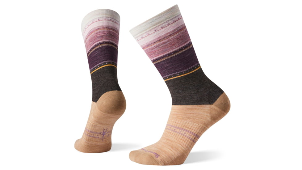 Smartwool Sulawesi Stripe Crew Socks - Womens, Camel, Small, SW003900D98-S