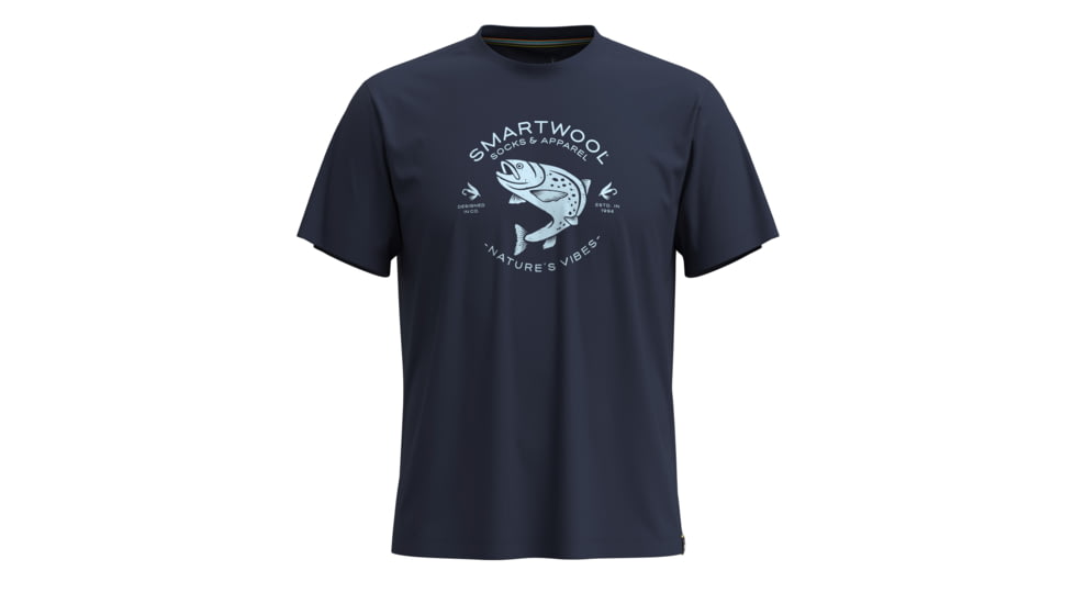 Smartwool Trout Fishing Short Sleeve Graphic Tee, Deep Navy, Small, SW002596092100S000