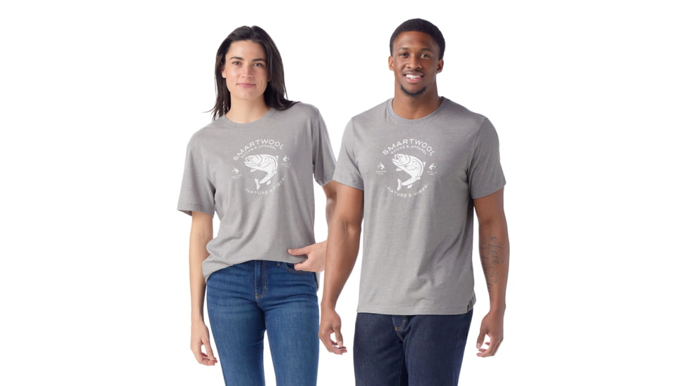Smartwool Trout Fishing Short Sleeve Graphic Tee, Light Gray Heather, Small, SW002596545100S000