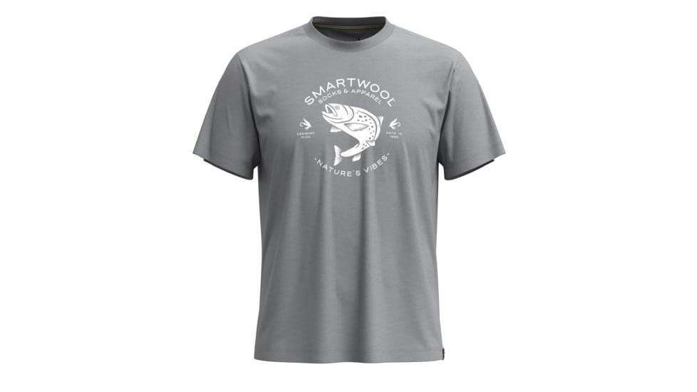 Smartwool Trout Fishing Short Sleeve Graphic Tee, Light Gray Heather, Small, SW002596545100S000