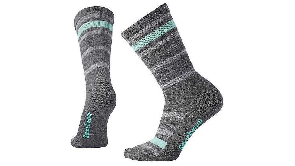 Smartwool Women's Striped Hike Light Crew Socks, Medium Gray, Medium, SW000764052-M