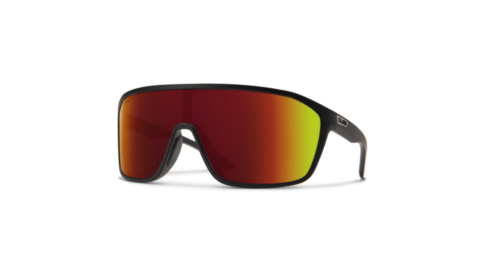 Smith Boomtown Sunglasses, Matte Black Frame, ChromaPop Red Mirror Lens, 20493200399X6