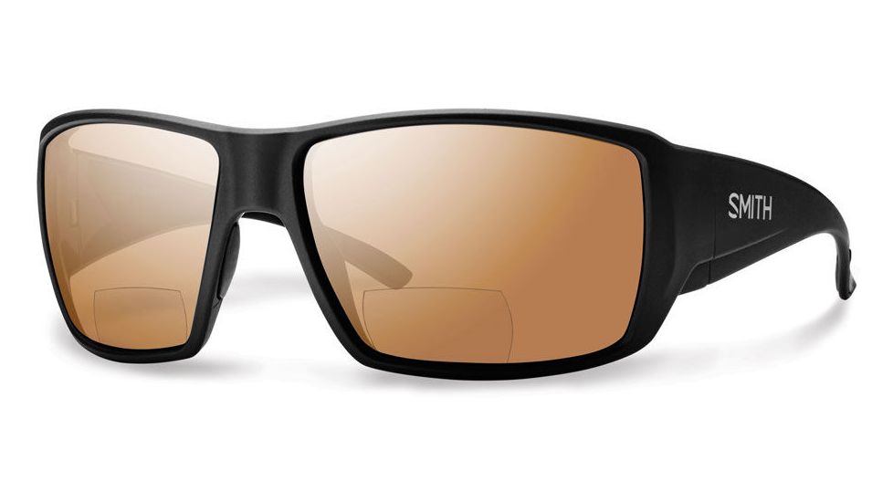 Smith Guide's Choice Bifocals Sunglasses, Matte Black Frame, Polarized Copper Mirror 2.50 Lens, GCMBCM250