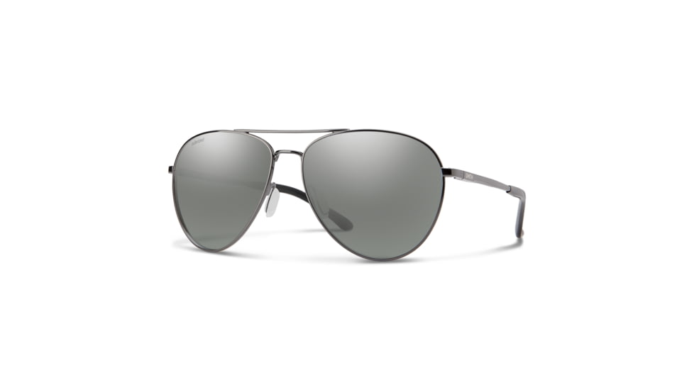 Smith Layback Sunglasses, Gunmetal Frame, Polarized Platinum Mirror Lens, 204062KJ160XN