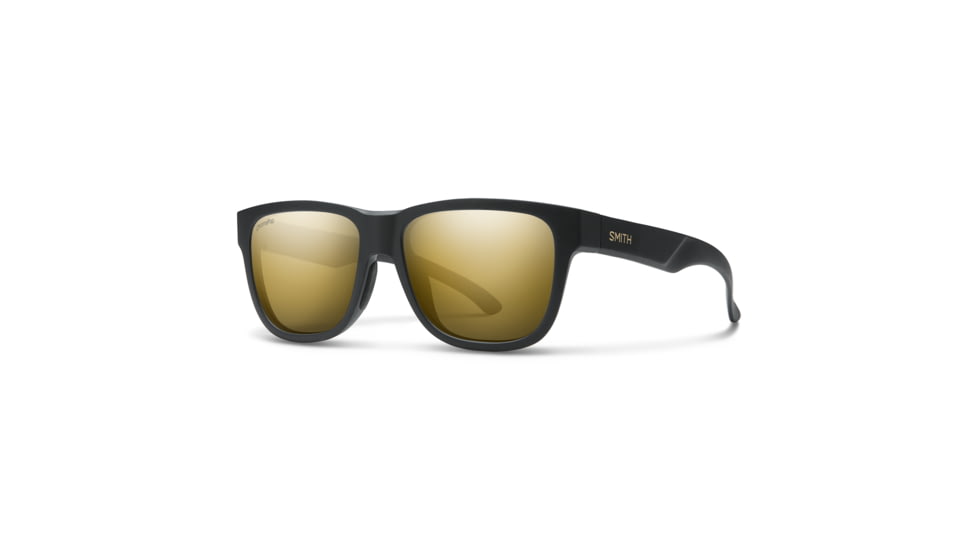 Smith Lowdown Slim 2 Sunglasses, Matte Black Gold Frame, ChromaPop Polarized Black Gold Lens, 2010440NZ51HN