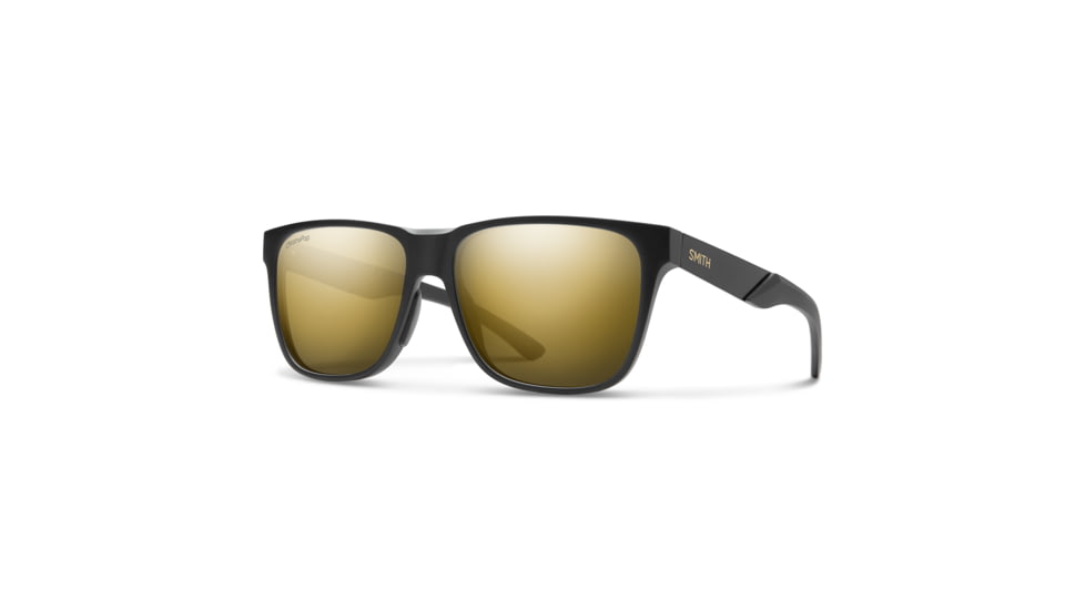 Smith Lowdown Steel Sunglasses, Matte Black Gold Frame, ChromaPop Polarized Black Gold Lens, 2019060NZ56HN
