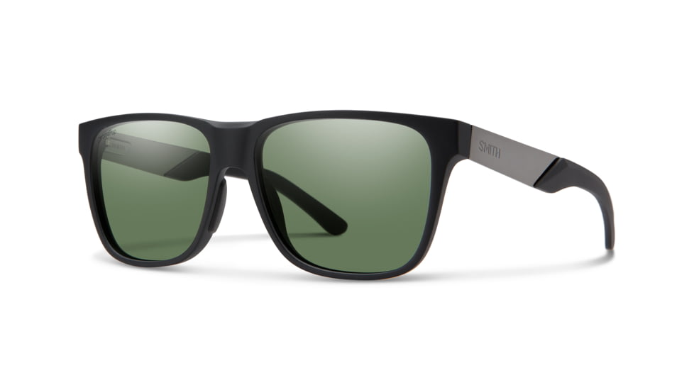 Smith Lowdown Steel Sunglasses, Matte Black Ruthenium Frame, ChromaPop Polarized Gray Green Lens, 201906TI756L7