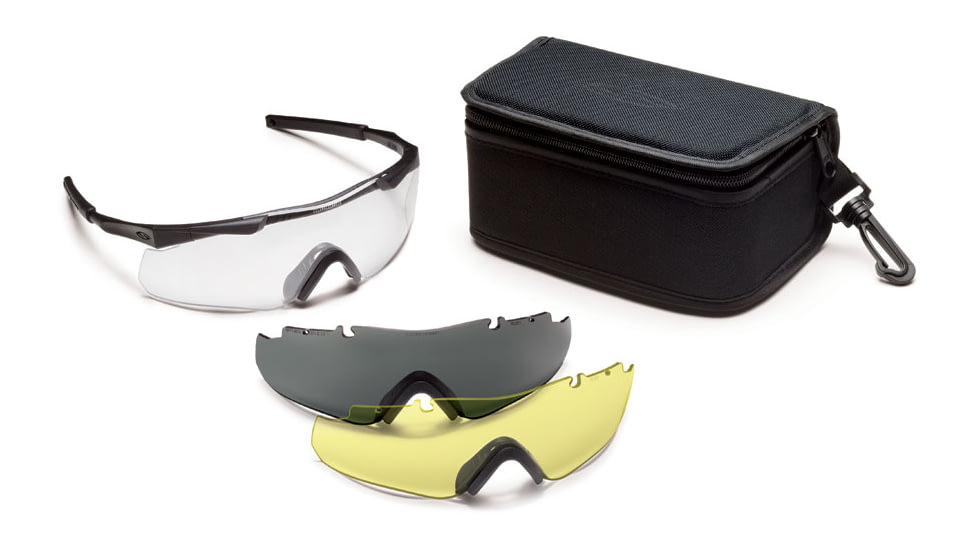 Smith Optics Aegis Arc Compact Safety Glasses w/ Gray &amp; Yellow Spare Lens, Black Frame AEGACBK12-3R