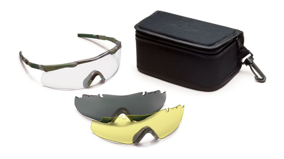Smith Optics Aegis Arc Compact Safety Glasses w/ Gray &amp; Yellow Spare Lens, Multicam Frame AEGACMC12-3R