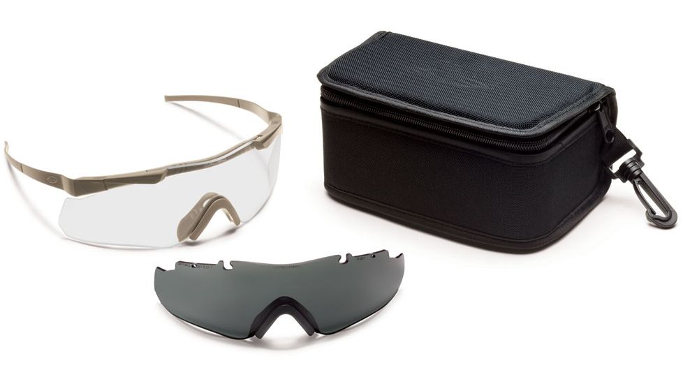 Smith Elite Aegis Echo Safety Glasses w/ Gray Spare Lens, Tan 499 Frame AECHAT49912-2R