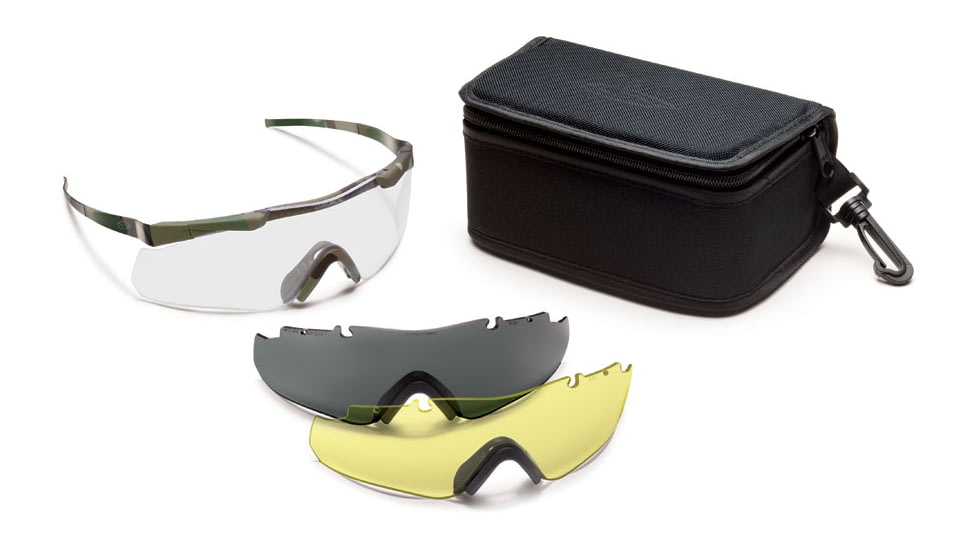 Smith Elite Aegis Echo Safety Glasses w/ Gray &amp; Yellow Spare Lens, Multicam Frame AECHAMC12-3R