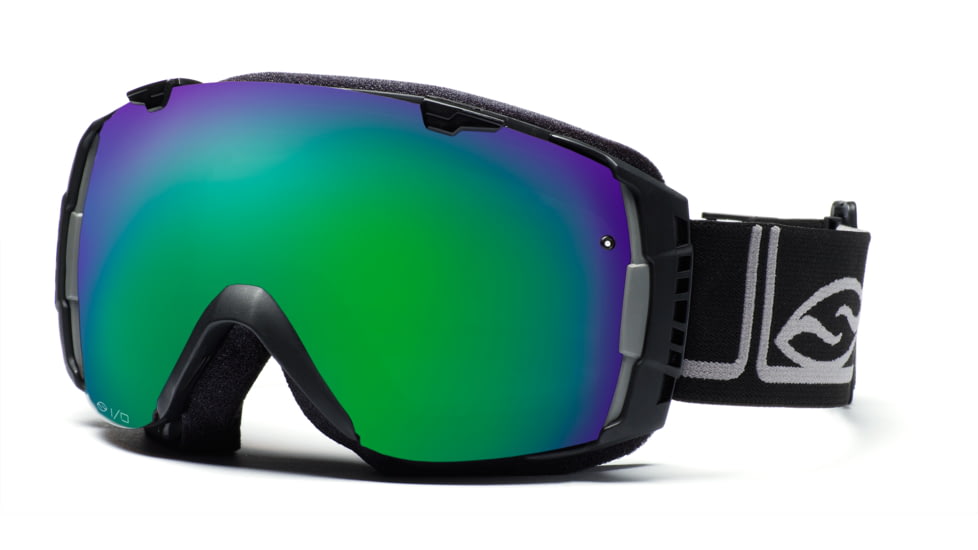 Smith I/O Goggles, Black Foundation, Green Sol X Mirror And Sensor Mirror Lenses IO7NXFK10