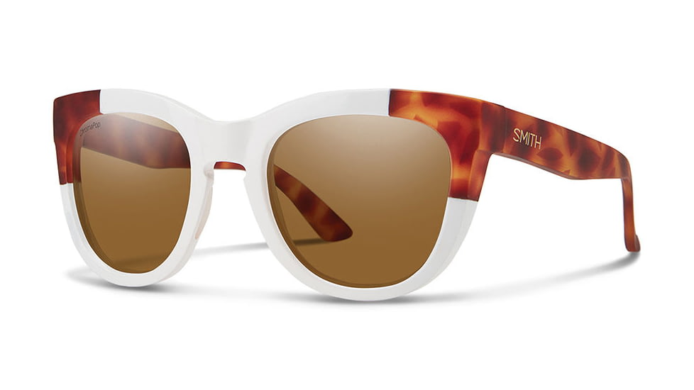 Smith Optics Sidney Single Vision Prescription Sunglasses, White Honey Tortoise Block Frame, Polarized, SICPBRWHTBSV