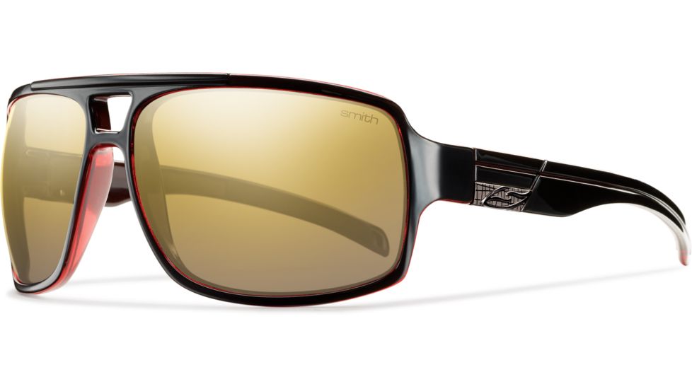 Smith Optics Swindler (New) Sunglasses - Black Red Frame, Polarized Gold Gradient Mirror Lenses SRPPGDGBRD