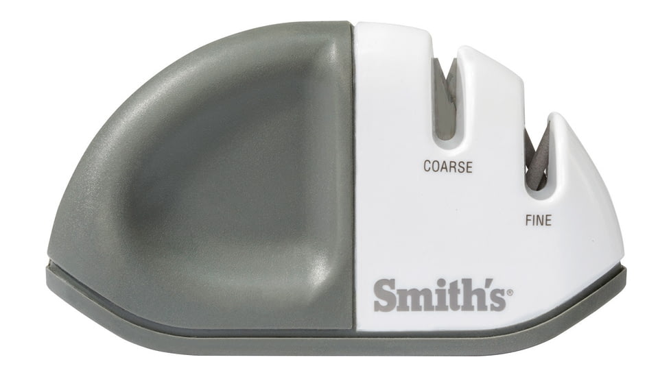 Smith's Sharpeners EdgeGrip Two-Step Sharpener, 4.63in Overall, Carbide Blades And Ceramic Rods, For Use On Straight Edge Knives, Base Designed To Grip Edge Of Counter, 51002