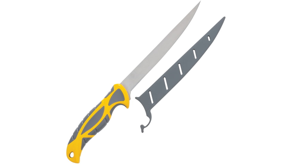 Smith's Sharpeners Regal River Fillet Knife, 12.25in Overall, 7in Satin 420 SS Fillet Blade, Gray And Yellow Tpe Handle, Gray and yellow, 51055