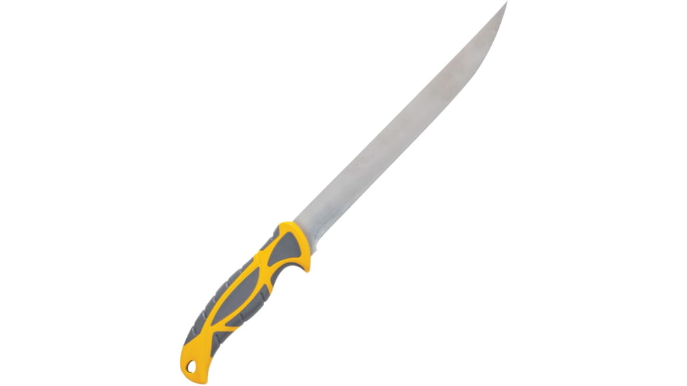 Smith's Sharpeners Regal River Fillet Knife, 14.25in Overall, 9in Satin 420 SS Blade, Gray And Yellow Tpe Handle, Gray and yellow, 51056