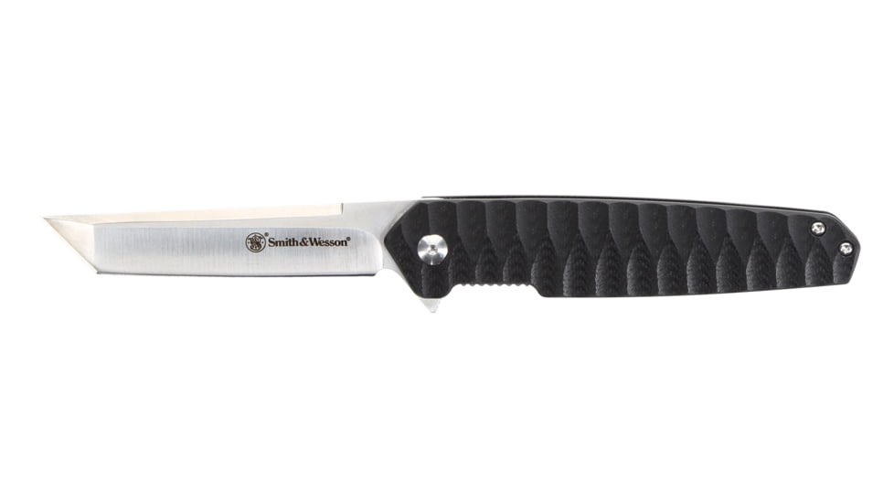 Smith &amp; Wesson 24/7 Tanto Fixed Blade Knife, 4in 8Cr13MoV Stainless Steel Blade, G10 Handle, Black, 1147099