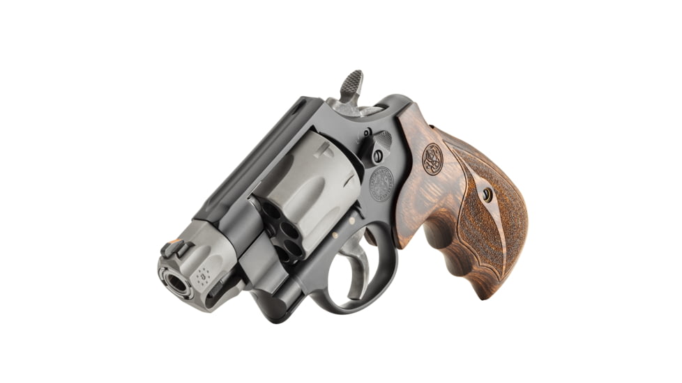 Smith &amp; Wesson 327 Revolver, .357 Magnum, 2in barrel, scandium alloy frame, Ahrens wood cocobolo grip, revolving chamber, orange ramp front, fixed notch rear, 8 round magazine, SW-327-2-FRRMPG
