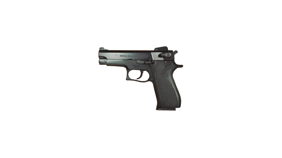 Smith &amp; Wesson 3904 Pistol, 9mm Luger, 4in barrel, aluminum alloy frame, wraparound textured polymer grip, recoil operated semi-automatic, fixed blade front, adjustable rear, 8 round magazine, SW-3904-1-FRRMPG