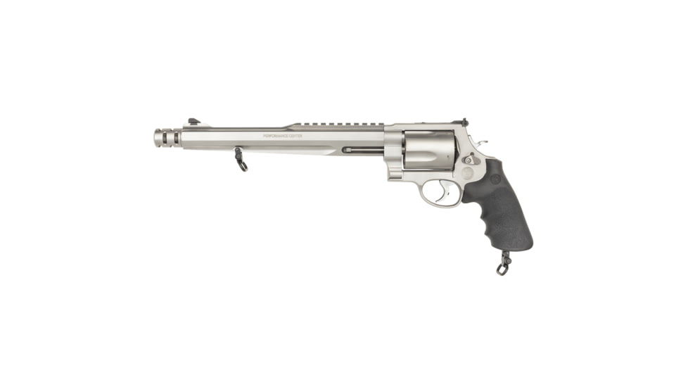 Smith &amp; Wesson 500 Revolver, .500 S&amp;W Magnum, 10.5in barrel, stainless steel frame, Hogue Sorbothane grip, revolving chamber, orange ramp front, adustable rear, 5 round magazine, SW-500-3-FRRMPG