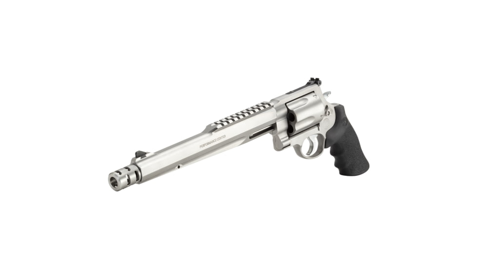 Smith &amp; Wesson 500 Revolver, .500 S&amp;W Magnum, 10.5in barrel, stainless steel frame, Hogue Sorbothane grip, revolving chamber, orange ramp front, adustable rear, 5 round magazine, SW-500-3-FRRMPG