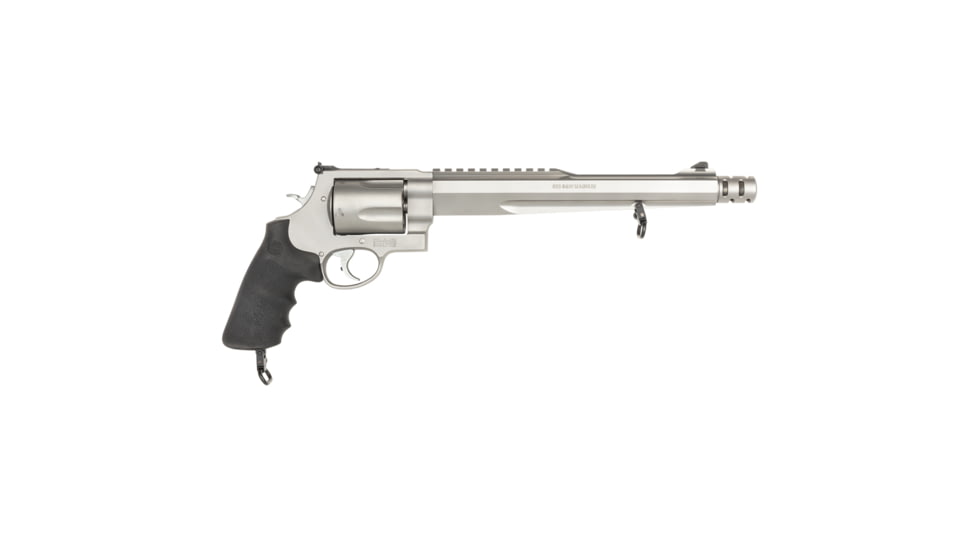 Smith &amp; Wesson 500 Revolver, .500 S&amp;W Magnum, 10.5in barrel, stainless steel frame, Hogue Sorbothane grip, revolving chamber, orange ramp front, adustable rear, 5 round magazine, SW-500-3-FRRMPG