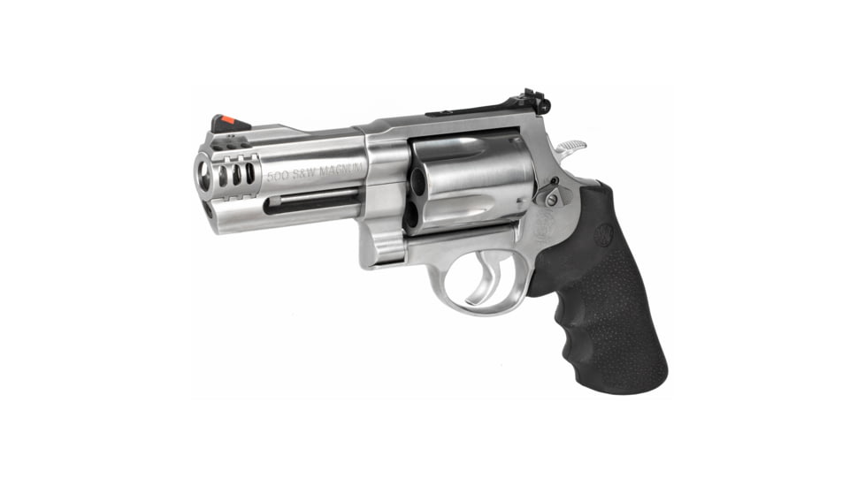 Smith &amp; Wesson 500 Revolver, .500 S&amp;W Magnum, 4in Barrel, X Frame, Adjustable, Stainless Frame, Rubber Grip, 5 Round Cylinder, 163504