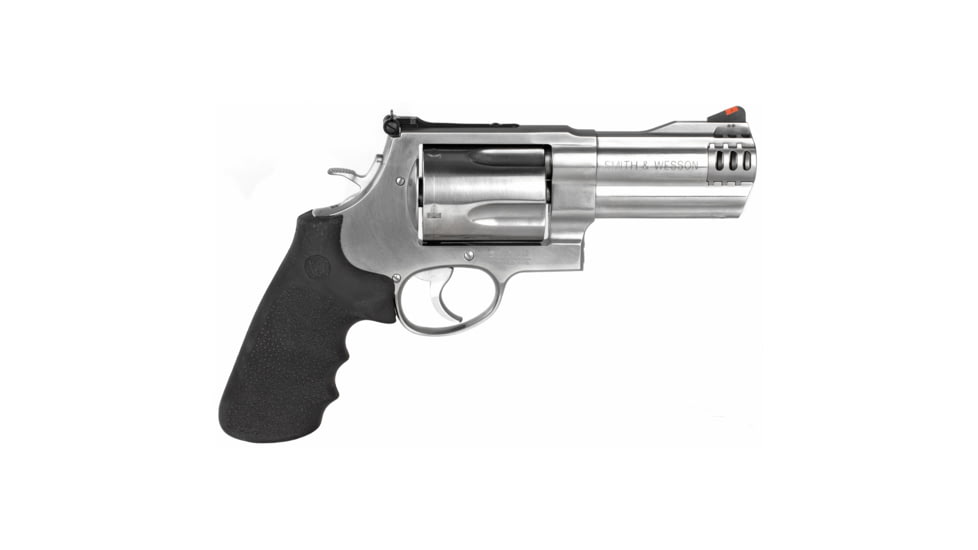 Smith &amp; Wesson 500 Revolver, .500 S&amp;W Magnum, 4in Barrel, X Frame, Adjustable, Stainless Frame, Rubber Grip, 5 Round Cylinder, 163504