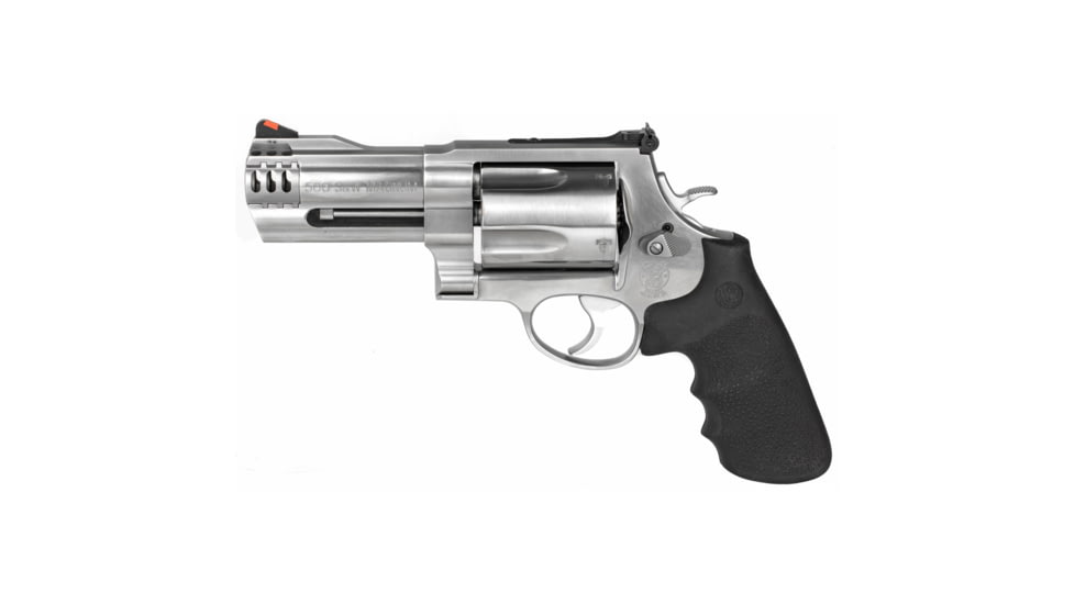Smith &amp; Wesson 500 Revolver, .500 S&amp;W Magnum, 4in Barrel, X Frame, Adjustable, Stainless Frame, Rubber Grip, 5 Round Cylinder, 163504