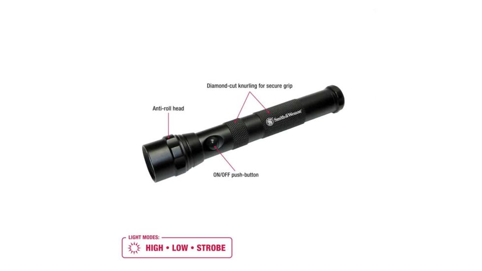 Smith &amp; Wesson 5020 2AA LED Flashlight, Black body/White LED, 110237