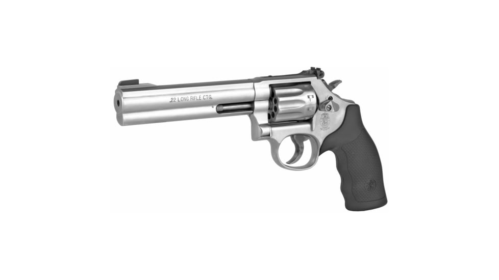 Smith &amp; Wesson 617 Revolver, .22 Long Rifle, 6in Barrel, L Frame, Adjustable, Stainless Frame, Rubber Grip, 10 Round Cylinder, 160578