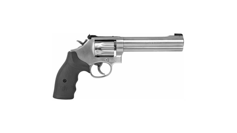 Smith &amp; Wesson 617 Revolver, .22 Long Rifle, 6in Barrel, L Frame, Adjustable, Stainless Frame, Rubber Grip, 10 Round Cylinder, 160578