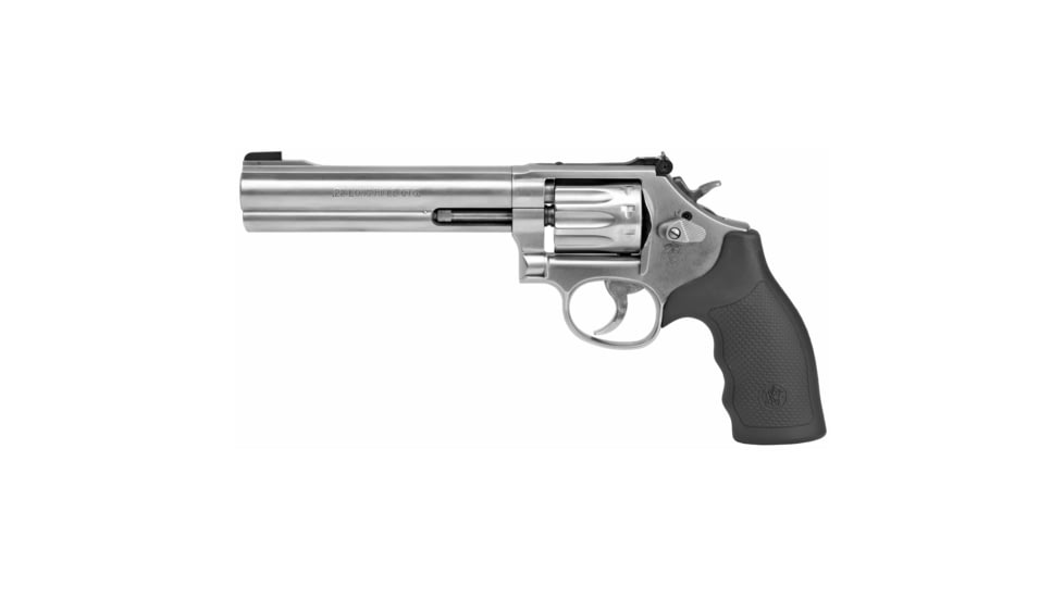 Smith &amp; Wesson 617 Revolver, .22 Long Rifle, 6in Barrel, L Frame, Adjustable, Stainless Frame, Rubber Grip, 10 Round Cylinder, 160578