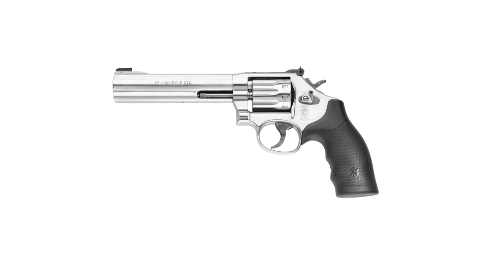 Smith &amp; Wesson 617 Revolver, .22 Long Rifle, 6in barrel, stainless steel frame, Hogue rubber grip, revolving chamber, pinned patridge front, adj. black rear, 6 round magazine, SW-617-2-FRRMPG
