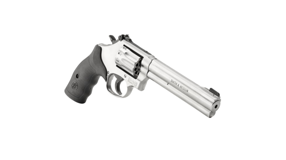 Smith &amp; Wesson 617 Revolver, .22 Long Rifle, 6in barrel, stainless steel frame, Hogue rubber grip, revolving chamber, pinned patridge front, adj. black rear, 6 round magazine, SW-617-2-FRRMPG
