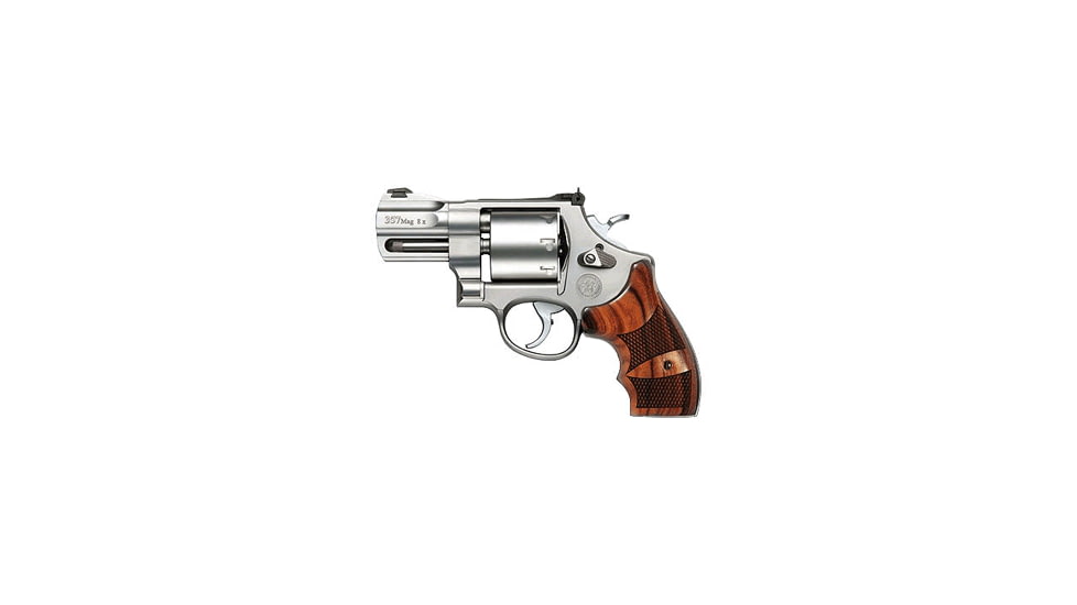 Smith &amp; Wesson 627 Revolver, .357 Magnum, 2.62in barrel, stainless steel frame, custom wood grip, revolving chamber, orange ramp front, adjustable rear, 8 round magazine, SW-627-4-FRRMPG