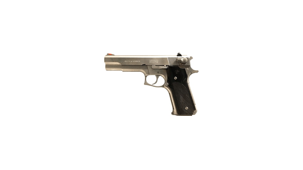 Smith &amp; Wesson 645 Pistol, .45 ACP, 5in barrel, stainless steel frame, checkered black nylon grip, recoil operated semi-automatic, fixed blade front, fixed notch rear, 8 round magazine, SW-645-1-FRRMPG